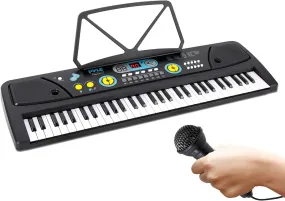 PYLE Digital Piano Kids Keyboard - Portable 61 Key Piano Keyboard, Learning Keyboard for Beginners w/ Drum Pad, Recording, Micro