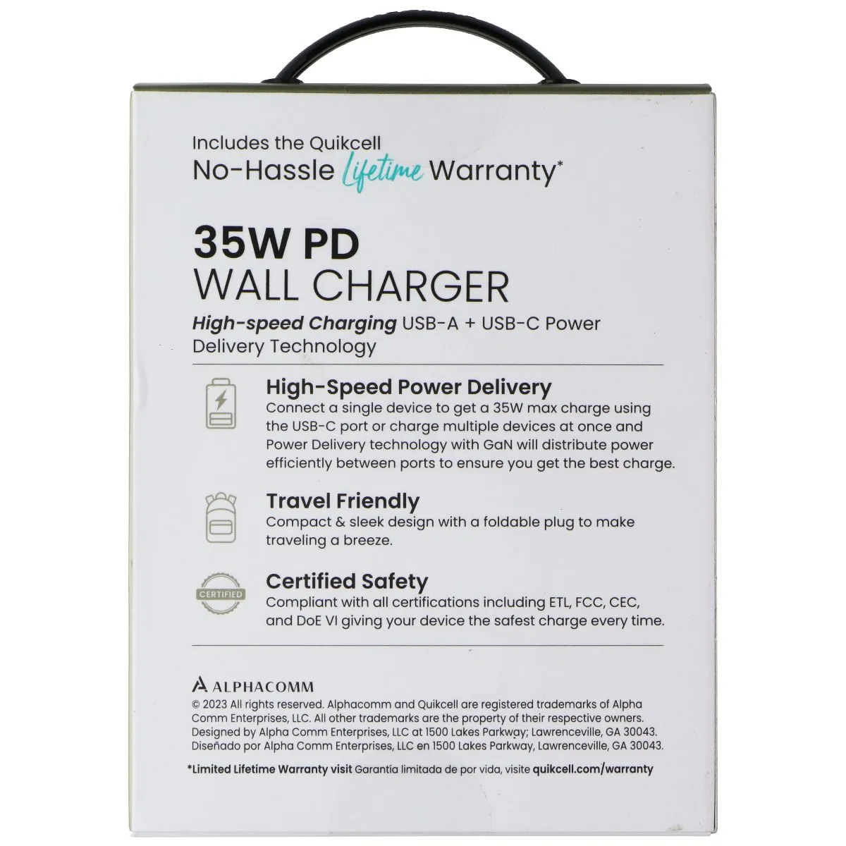 Quikcell (35W) PD Wall Charger Dual Port (USB-C/USB-A) Adapter (GaN Charging)