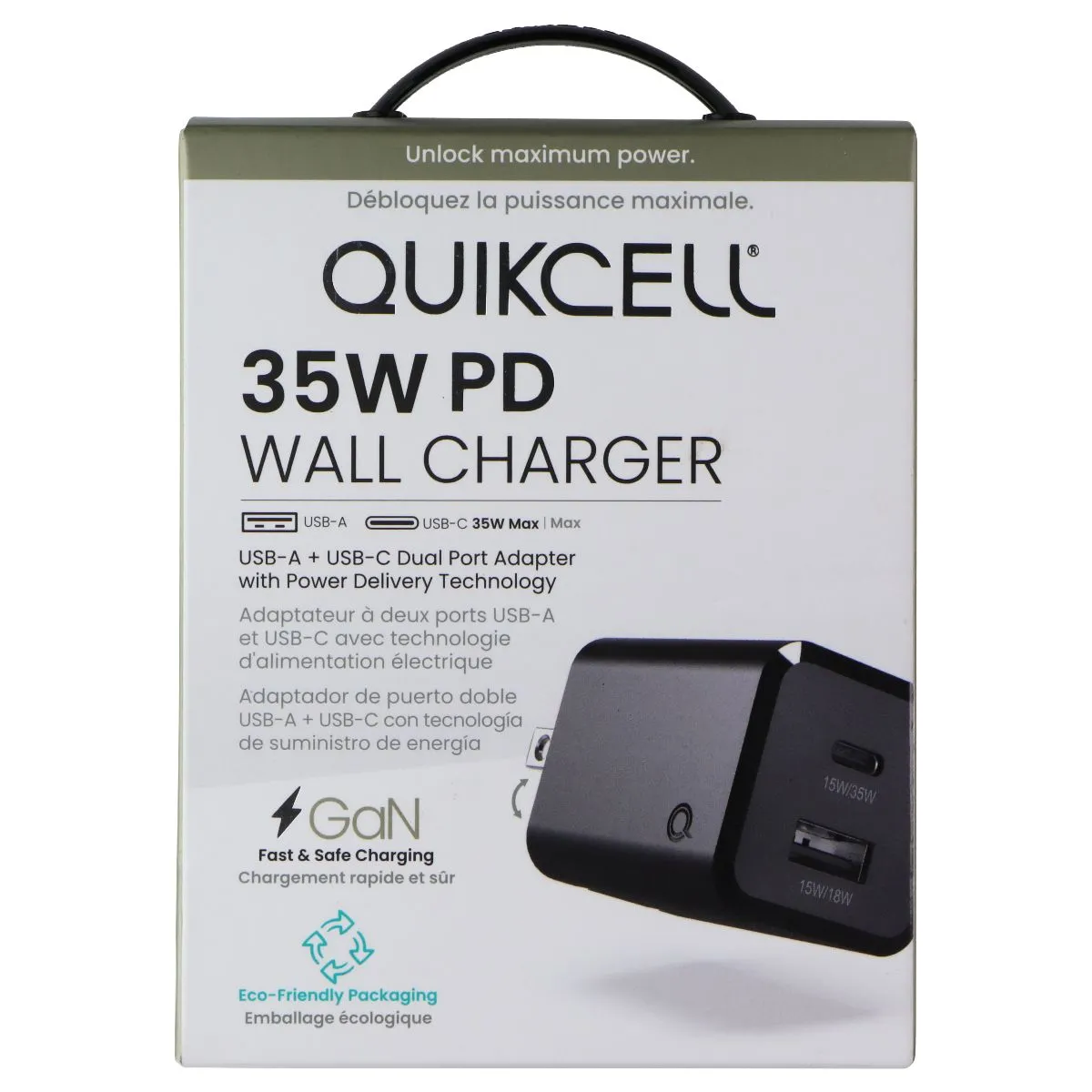 Quikcell (35W) PD Wall Charger Dual Port (USB-C/USB-A) Adapter (GaN Charging)