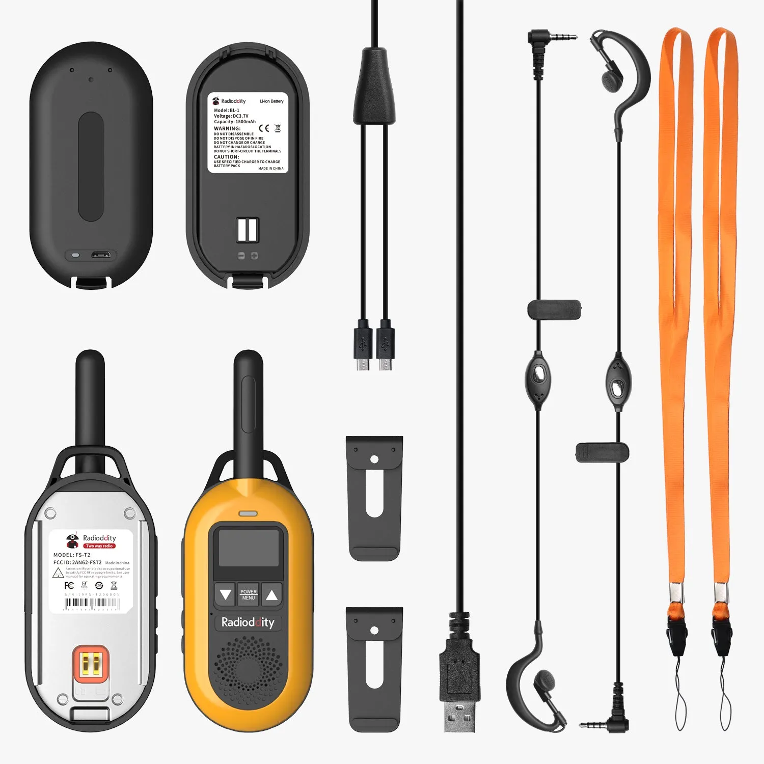 Radioddity FS-T2 / PR-T2 [1 Pair] | NOAA | License-free | USB Charging | CTCSS/DCS