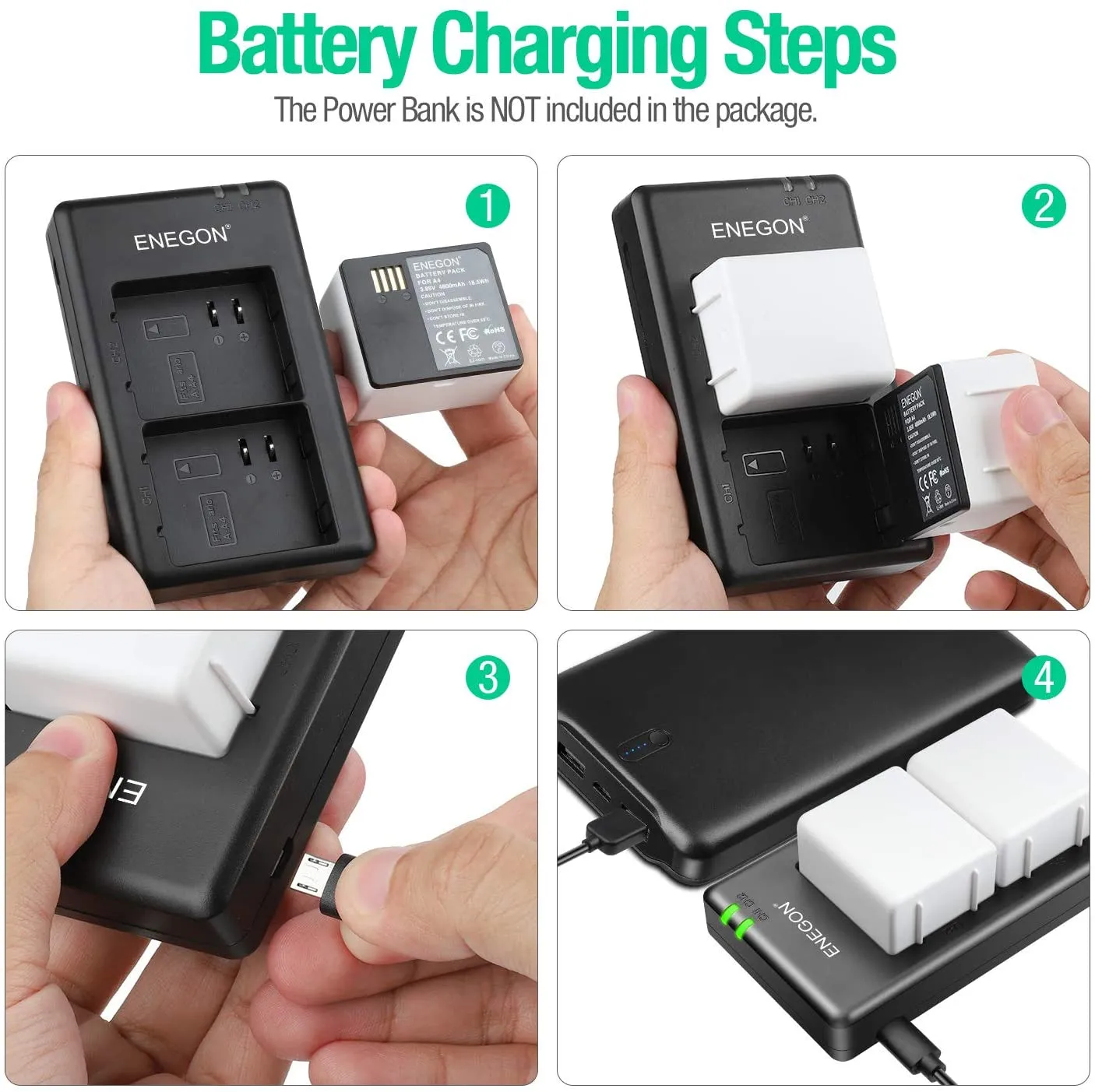 Rechargeable Li-ion Battery(2 Pack) and Smart LED Dual Charger Kit