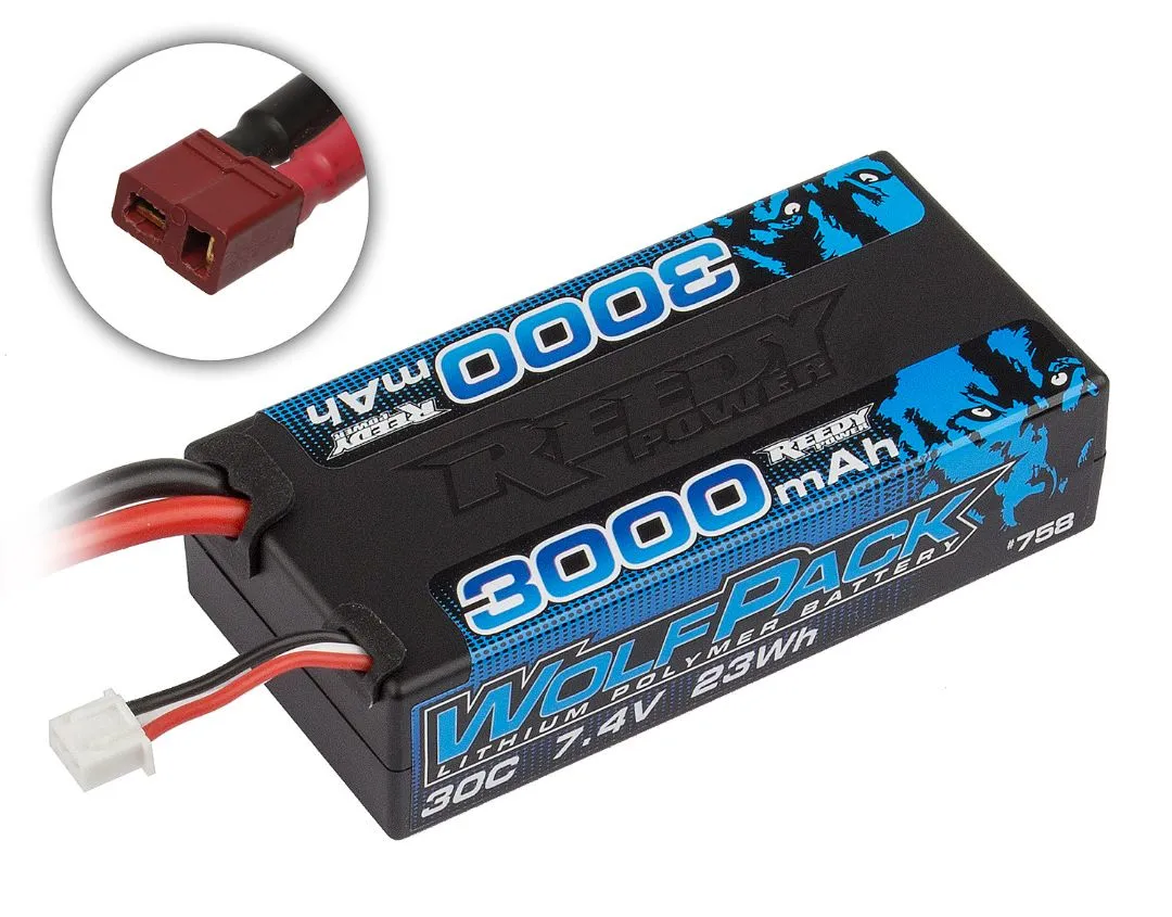 Reedy Wolfpack 2S 7.4V 3000mAh 30C Short Hard Case Lipo Battery: Deans