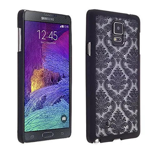 Samsung Galaxy Note 4 Case, Ultra Slim Damask Vintage Hard Case Cover for Galaxy Note 4 - Black