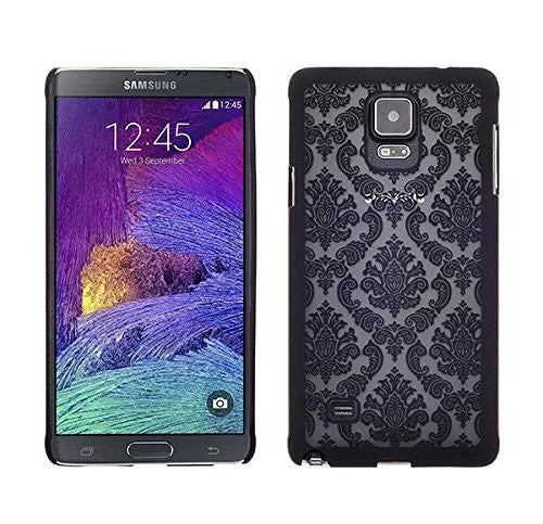 Samsung Galaxy Note 4 Case, Ultra Slim Damask Vintage Hard Case Cover for Galaxy Note 4 - Black