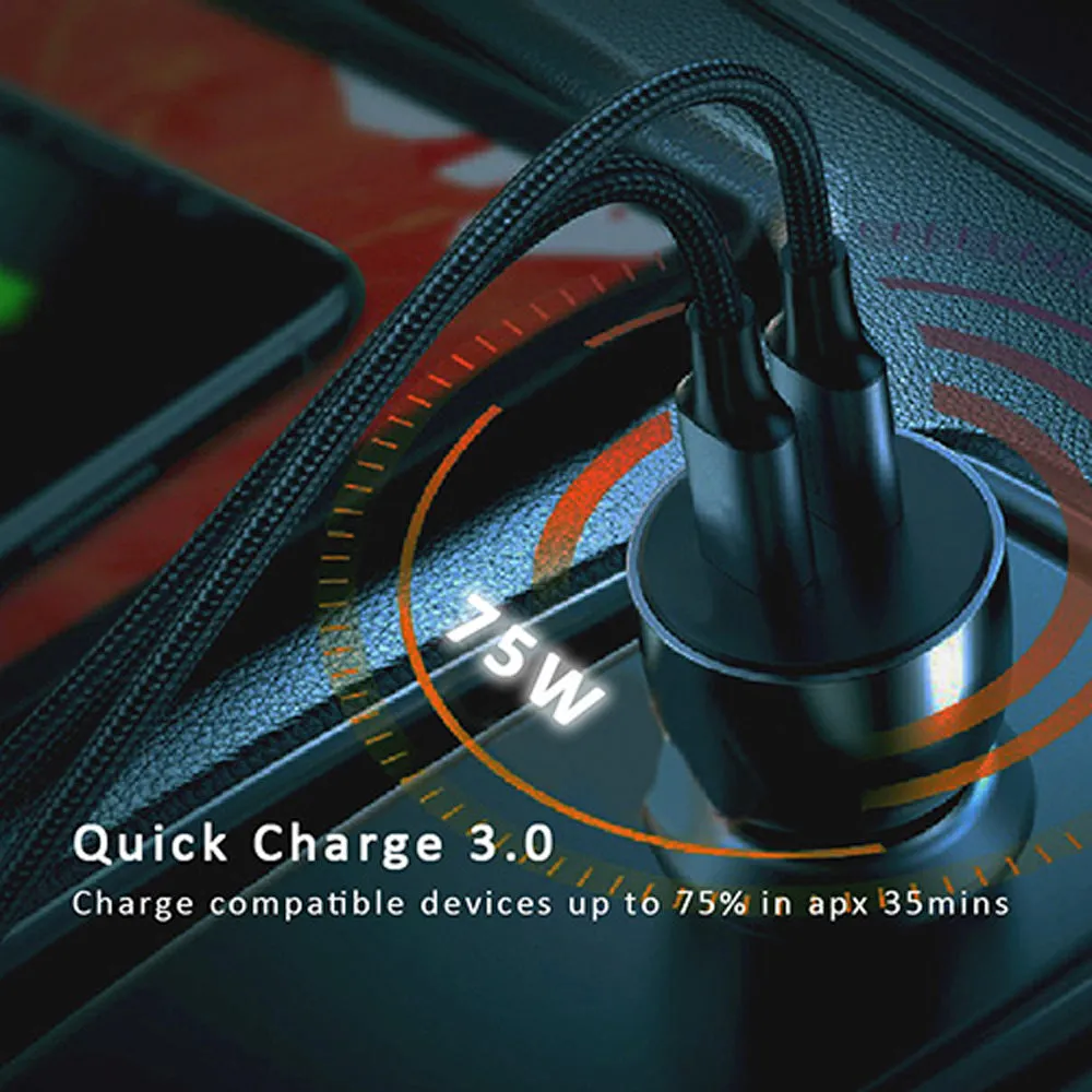 Sansai Dual Output USB-C Universal Quick Car Charger (75W)