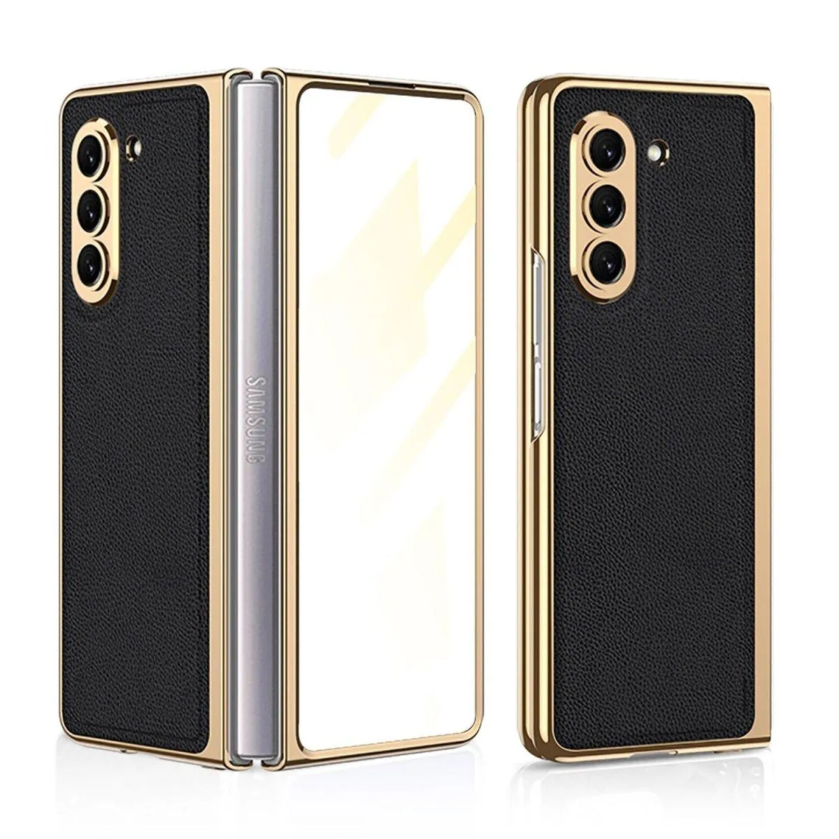 Sceptri Luxury Electroplated Leather Case For Galaxy Z Fold With 9H Tempered Film