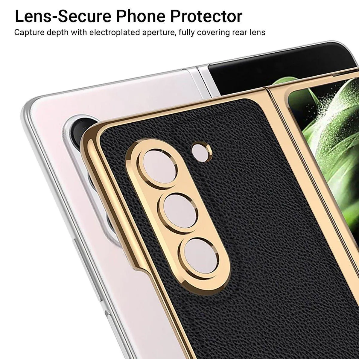 Sceptri Luxury Electroplated Leather Case For Galaxy Z Fold With 9H Tempered Film