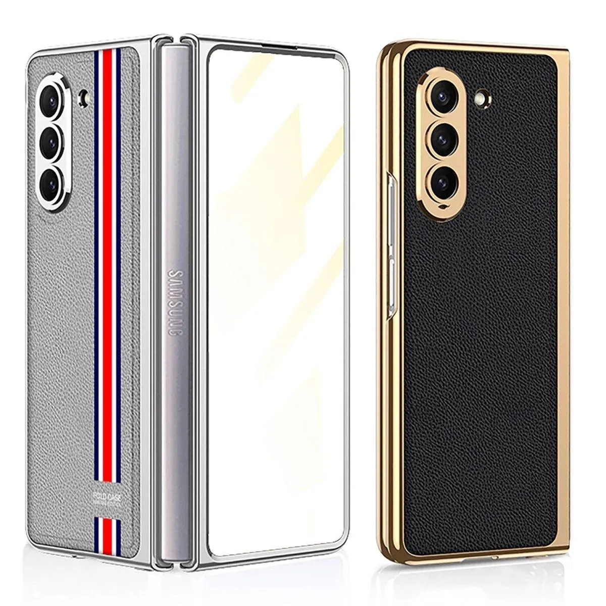 Sceptri Luxury Electroplated Leather Case For Galaxy Z Fold With 9H Tempered Film