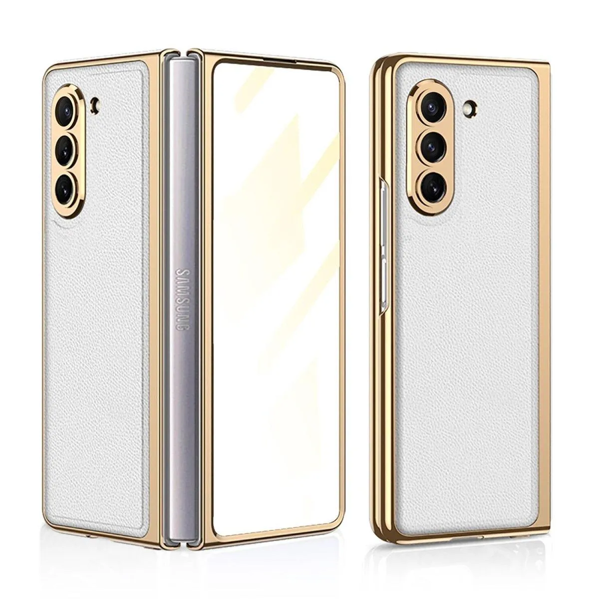 Sceptri Luxury Electroplated Leather Case For Galaxy Z Fold With 9H Tempered Film