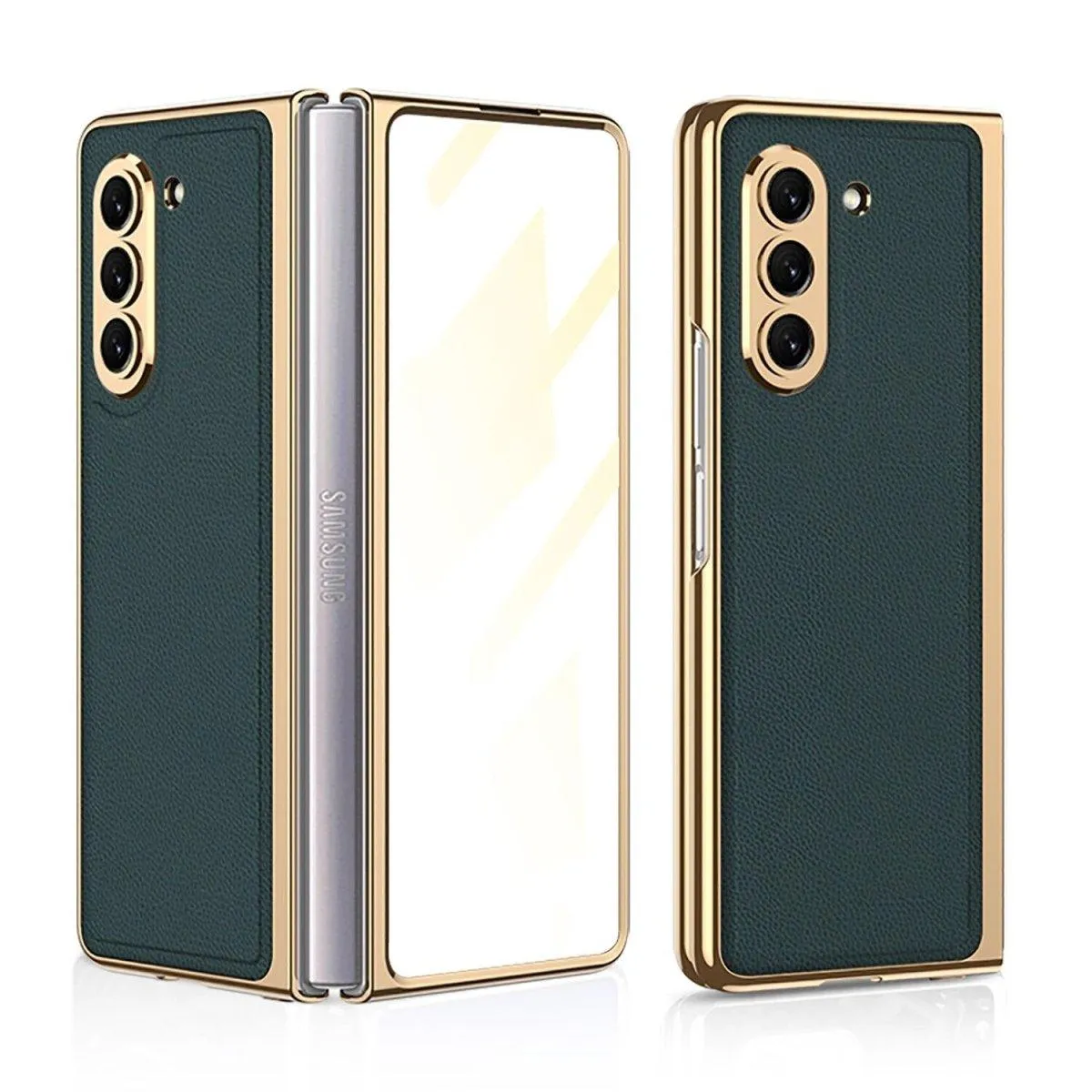 Sceptri Luxury Electroplated Leather Case For Galaxy Z Fold With 9H Tempered Film