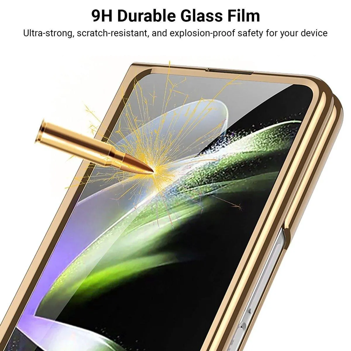 Sceptri Luxury Electroplated Leather Case For Galaxy Z Fold With 9H Tempered Film