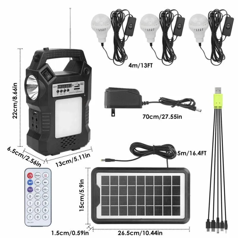 SMAXPro™ Portable Solar Power Station: MP3/FM Speaker, USB Power, Flashlight