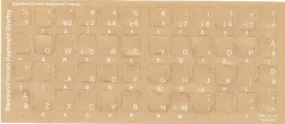 Swedish - Finnish Keyboard Overlays Stickers, Labels. White Characters, Reverse Print, Transparent for Dark Color Keyboards