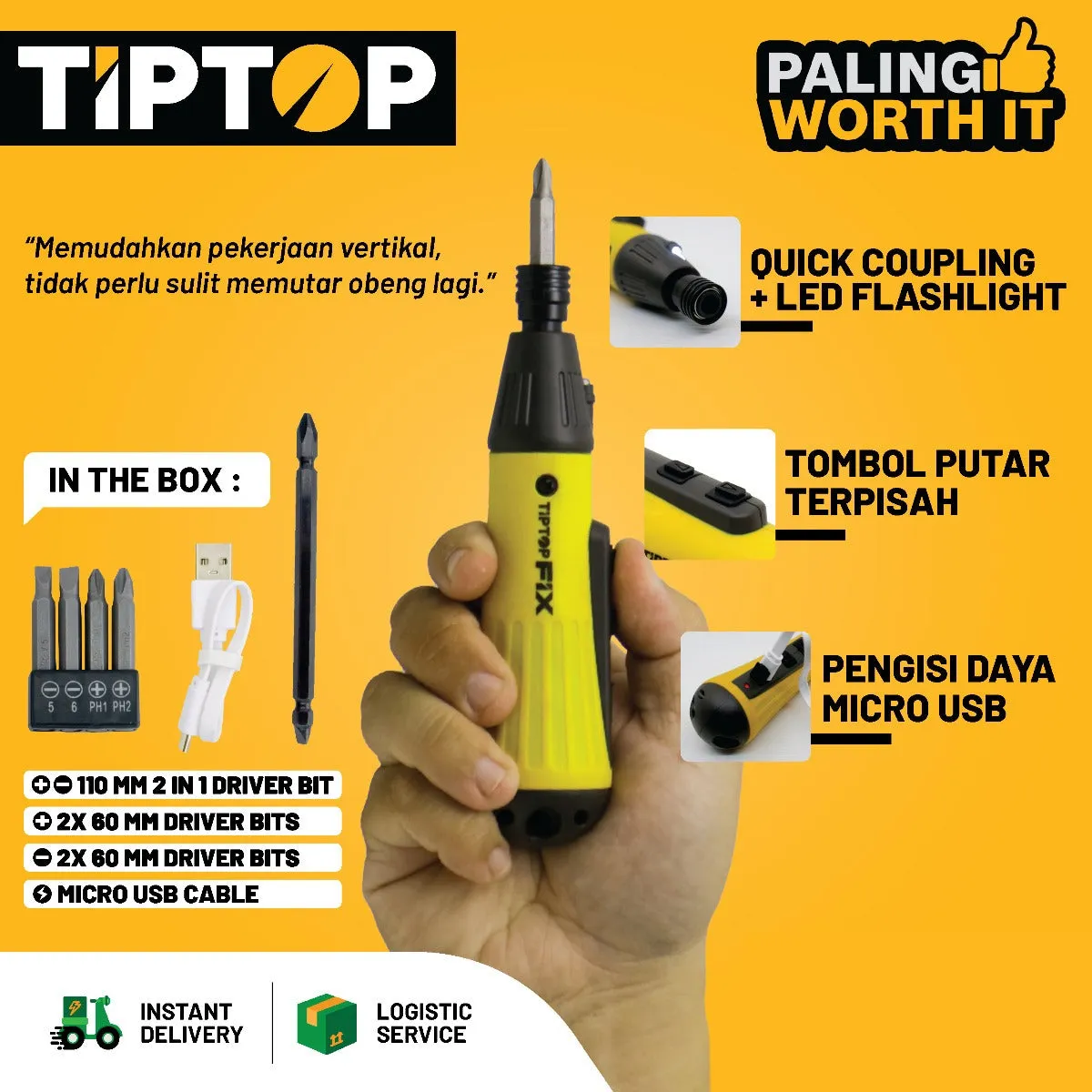 Tip Top FIX 4.2 V The Smart Driver Cordless tanpa kabel