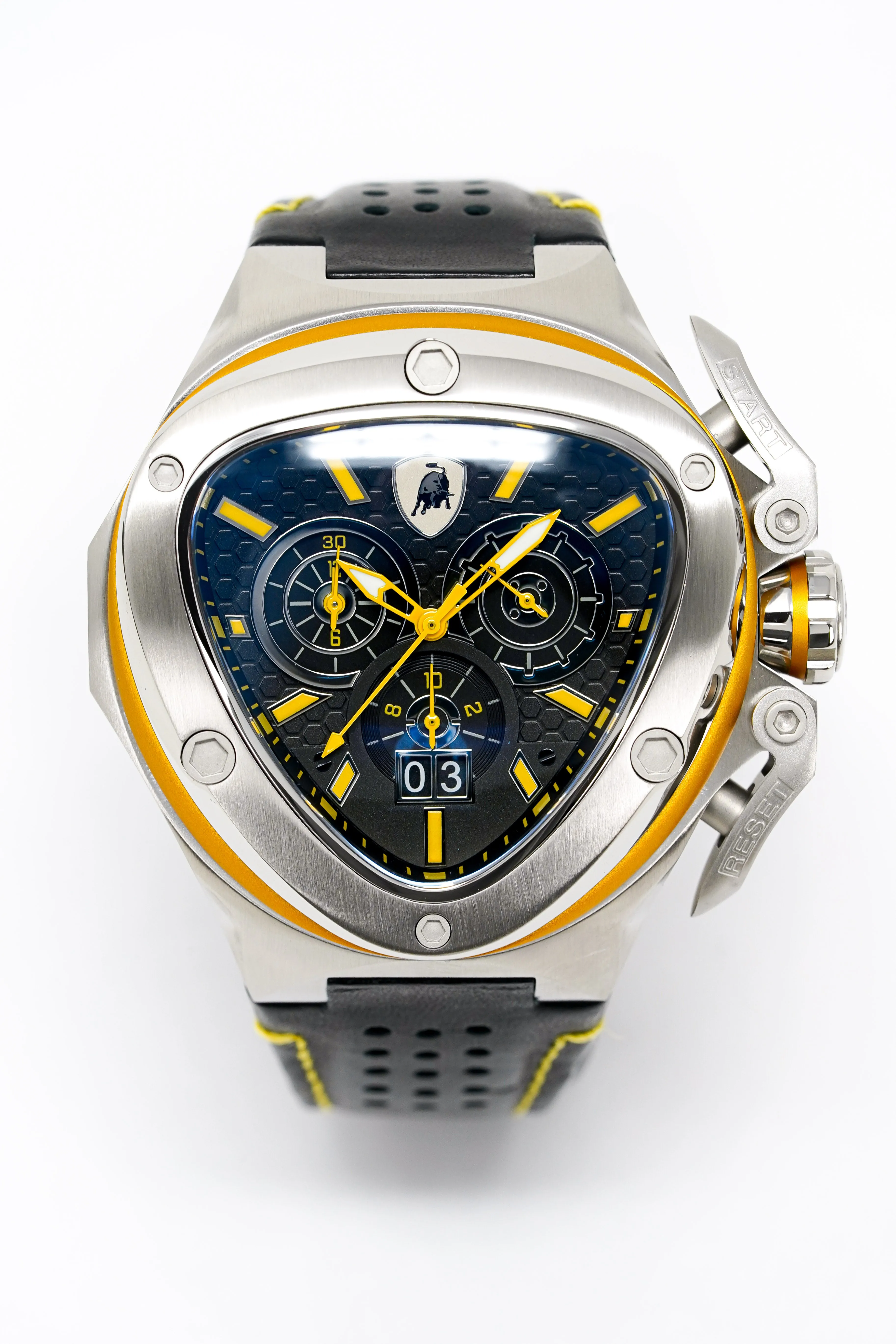 Tonino Lamborghini Spyder X Chronograph Watch Date Steel Yellow T9XE-SS