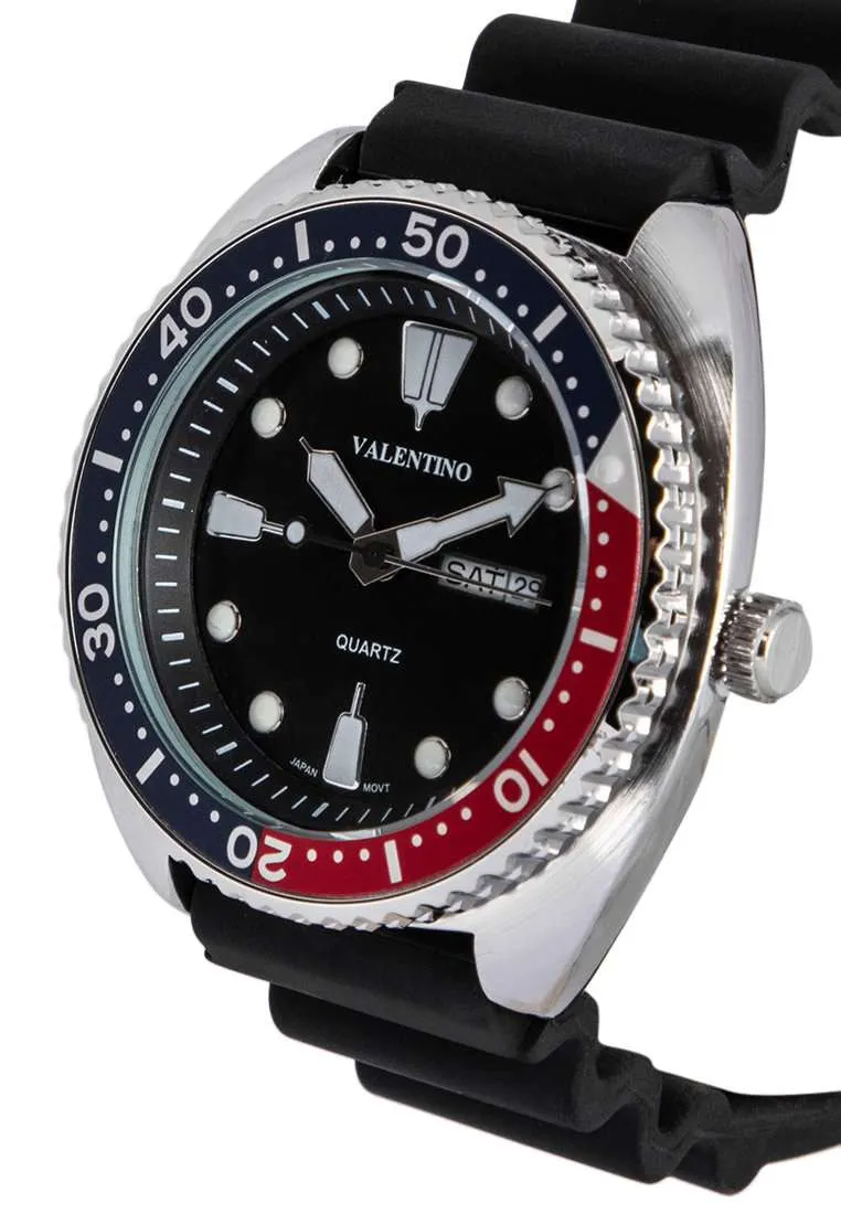 Valentino 20122314-RED BLUE RING-BLK DL Rubber Strap for Men