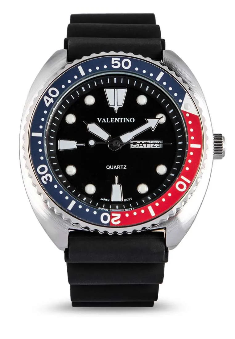 Valentino 20122314-RED BLUE RING-BLK DL Rubber Strap for Men