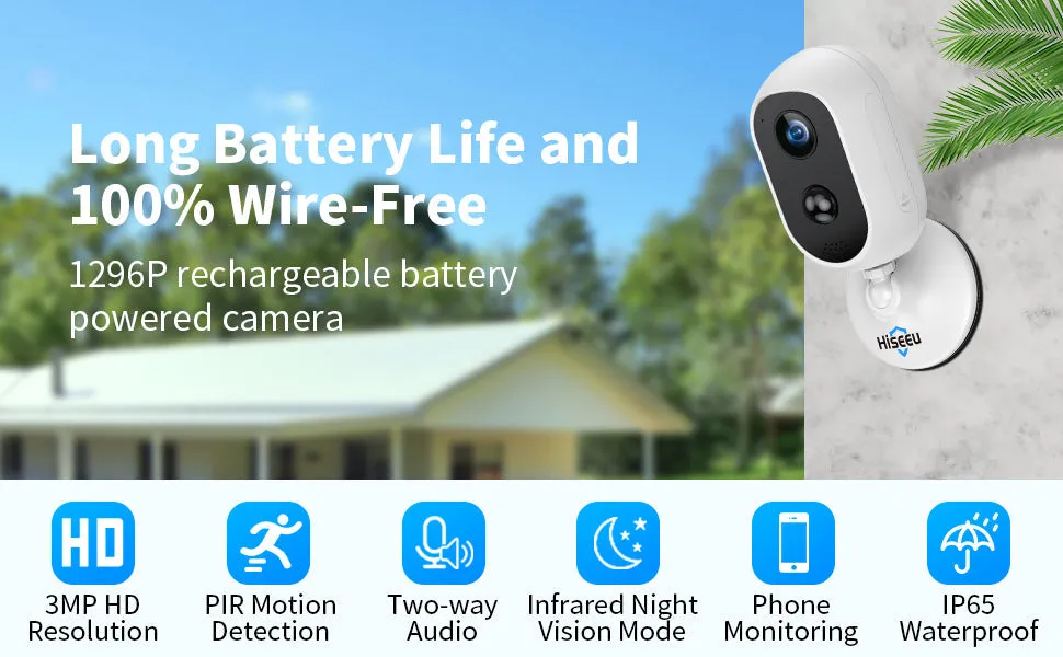 Wireless Camera Battery Operated  Waterproof Security Camera with 32Gb Sd card