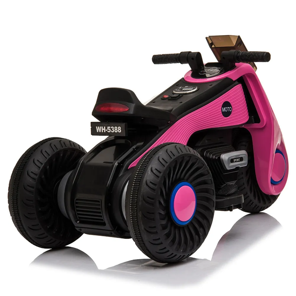 YIWA Kids Electric Motorcycle 3 Wheels Double Drive 6V 4.5a.H Children Motorcycle without RC